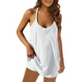 thumbnail image 1 of Qaspx Jumpsuits for Women Sleeveless Spaghetti Strap Rompers Loose Shorts Overalls with Pockets, 1 of 4