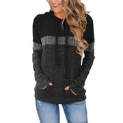 Qaspx Lightweight Womens Hoodies Color Block Hooded Sweatshirts Long Sleeve Shirts Tops