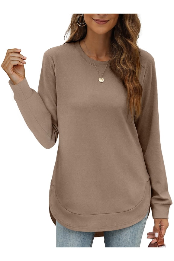 Long Sleeve Shirts for Women Crewneck Lightweight Sweatshirts Fall Casual Tunic Tops