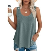 Qaspx Loose Womens Tank Tops Scoop Neck Sleeveless Tops Crochet Ladies Tops Casual Flowy Tanks