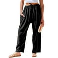thumbnail image 1 of Qaspx Palazzo Pants for Women Casual Wide-leg Pants Loose Drawstring Sweatpants with Pockets, 1 of 7