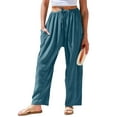 thumbnail image 1 of Qaspx Palazzo Pants for Women Casual Wide-leg Pants Loose Drawstring Sweatpants with Pockets, 1 of 7