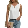 thumbnail image 1 of Qaspx Summer Tank Tops for Women Casual Sleeveless Blouses Loose Dressy Work Shirt Crewneck Lightweight Tops, 1 of 4
