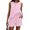 thumbnail image 1 of Qaspx Womens 2 Piece Outfit Sleeveless Tank Top Matching Shorts Loungewear Striped Vacation Sets, 1 of 6