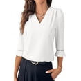 thumbnail image 1 of Qaspx Womens Blouses 3/4 Sleeve Dressy Tops Casual V Neck Office Shirts, 1 of 6