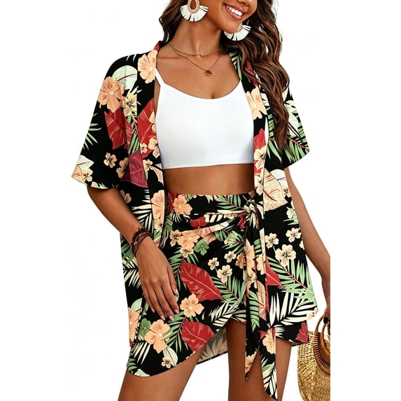 Qaspx Womens Swimsuit Coverups 2 Piece Outfits Summer Beach Sarong Bathing Suit Wrap Skirt
