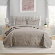 Qatan Quilts Queen Size - Full / Queen Quilt Bedding Set, Lightweight Quilted Bedspread Beige