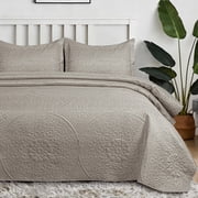 Qatan Quilts Queen Size - Full / Queen Quilt Bedding Set, Lightweight Quilted Bedspread Beige