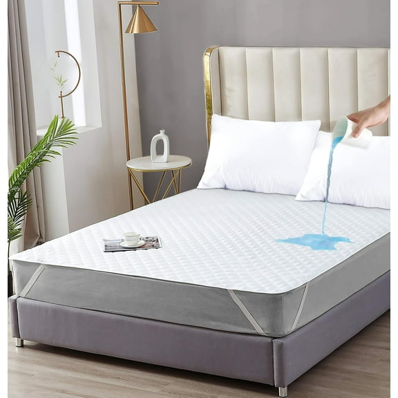 Qatan Twin Mattress Protector – 100% Waterproof – Long Straps fit Deep Mattresses – Soft and Noiseless Mattress Cover – No Slip – Strong Elastic for Secure Fit – Easy to Clean