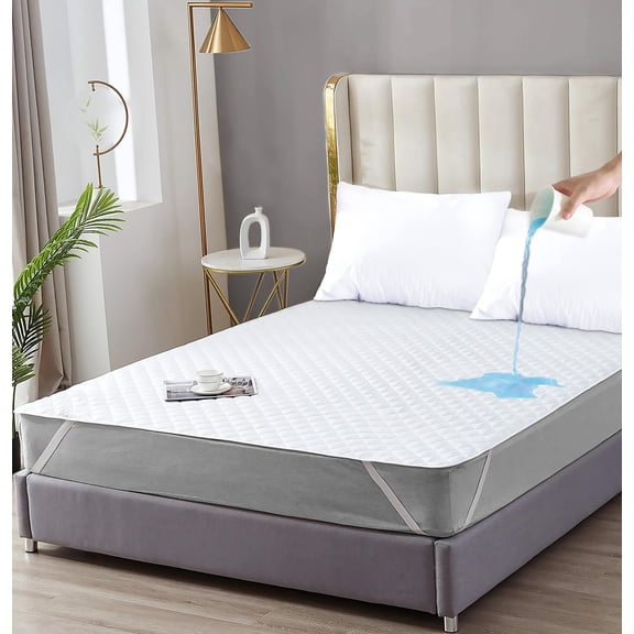 Qatan Twin Mattress Protector – 100% Waterproof – Long Straps fit Deep Mattresses – Soft and Noiseless Mattress Cover – No Slip – Strong Elastic for Secure Fit – Easy to Clean