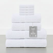 Qatan White Cotton Towel Set, 8-Piece – 2 Bath Towels, 2 Hand Towels, 4 Washcloths – 450 GSM Soft & Absorbent, Quick Dry, Machine Washable Bathroom Towels