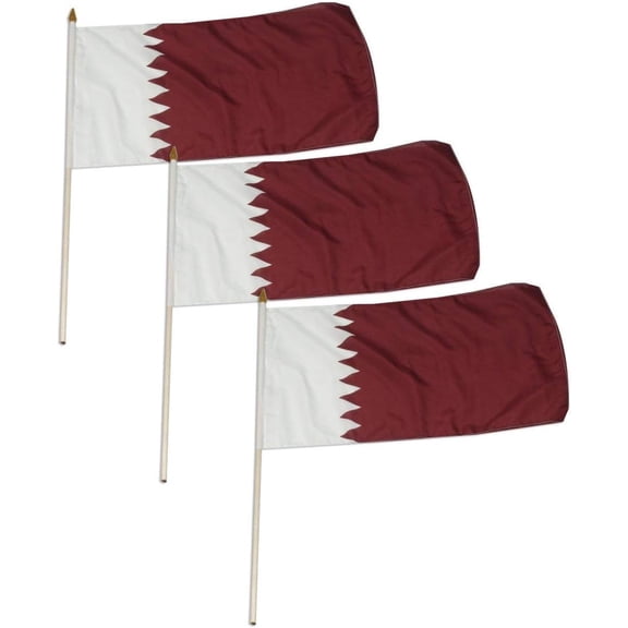 Qatar 12 x 18 Inch Flag - 3 PK