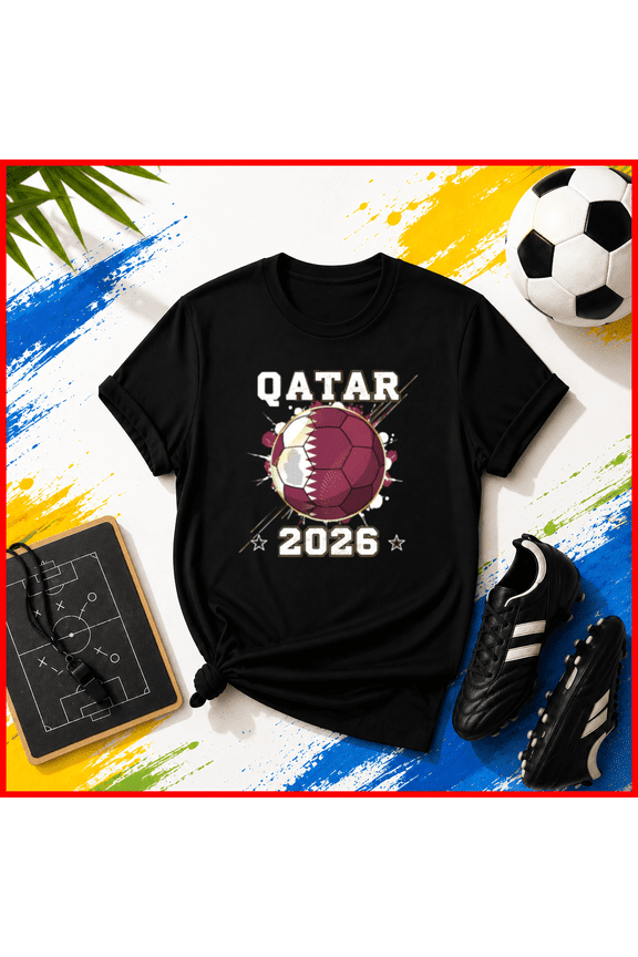 Qatar 2026 Soccer Ball Flag Unisex T-Shirt Y2747, S-5XL
