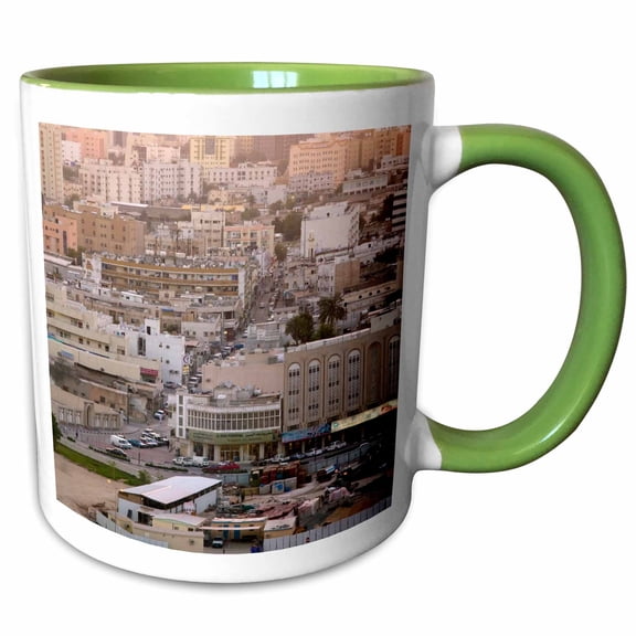 3drose, Qatar, Ad Dawhah, Doha. View City Skyline at Sunset-as30 Wbi0133 - Walter Bibikow, 11oz Two-tone Green Mug