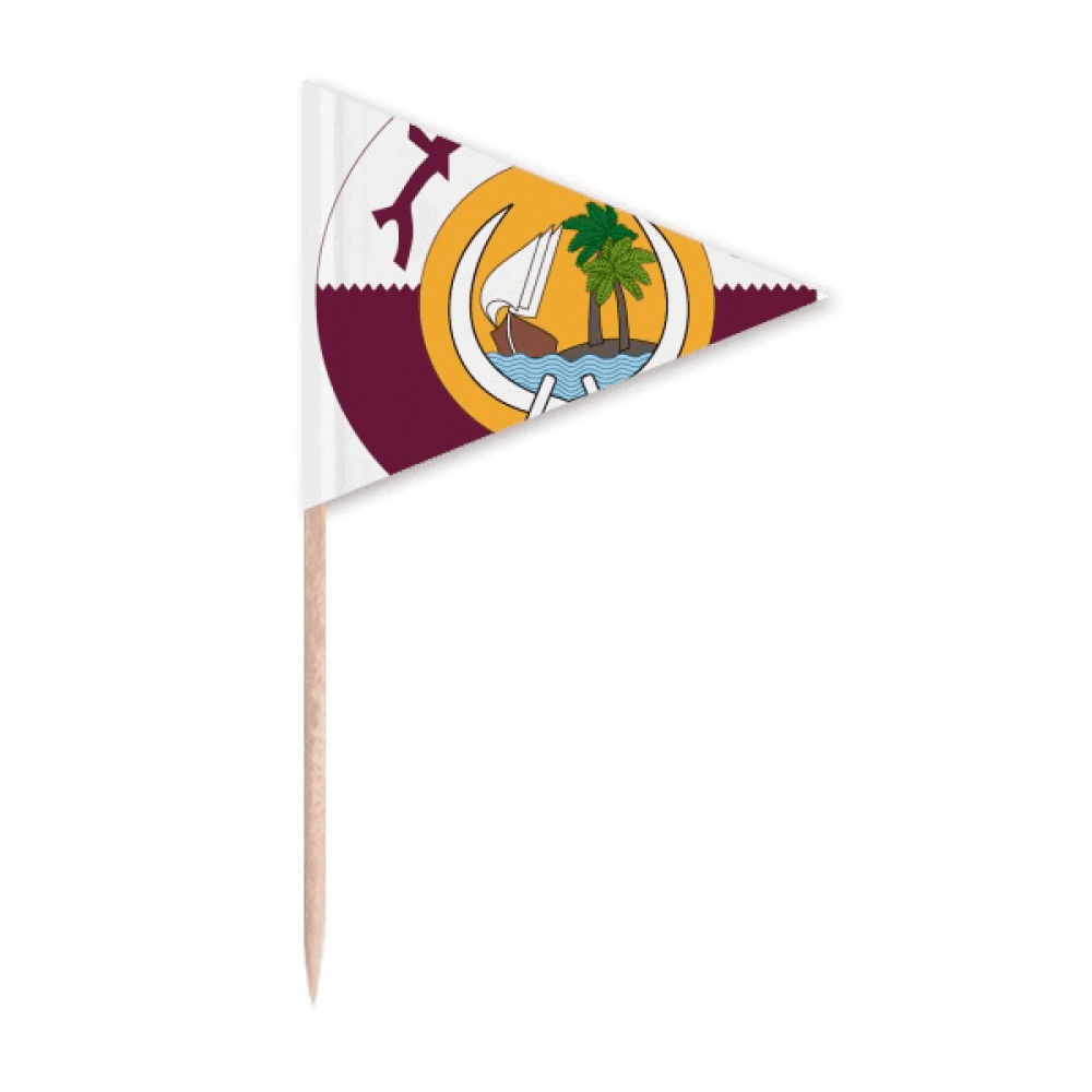 Qatar Asia National Emblem Toothpick Triangle Cupcake Toppers Flag