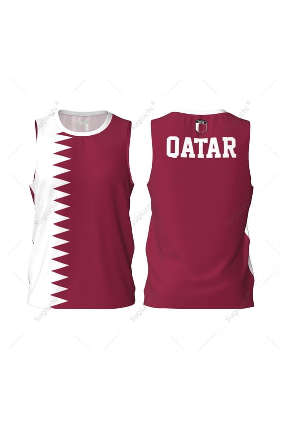 Qatar Flag Men Basketball Sports Jersey Running Fitness Multifunction Sleeveless tshirt Exclusive Custom Name Nunber
