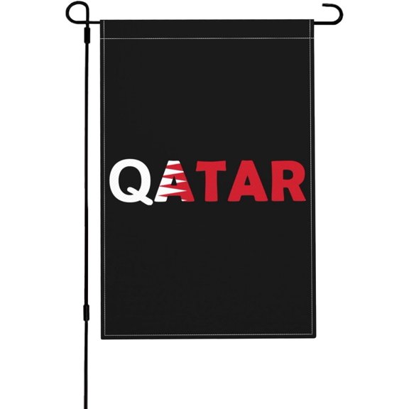 Qatar Flag Qatari Text Word Art Garden Flag 12x18" Double sided Flag Outdoor Yard Home Decor Gifts