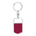 thumbnail image 1 of Qatar Flag Swivel Keychain Dog Tag Stainless Steel or 18k Gold, 1 of 10