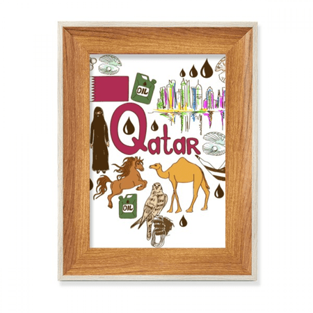 Qatar Love Heart Landscap National Flag Desktop Wooden Photo Frame Display Picture Art Painting Multiple Sets