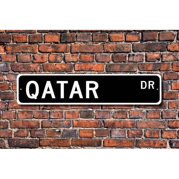 Qatar Qatar Gift Qatar Sign Souvenir sign Qatar native vacation momento Qatar visit Metal Aluminum Sign - Size: 16 x 4 Inches