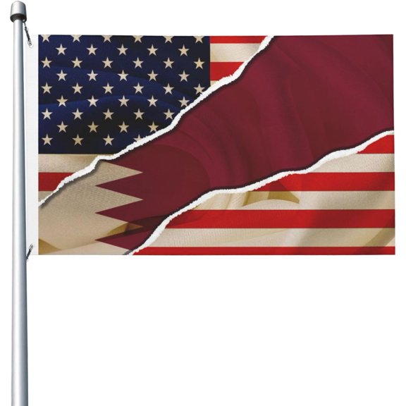 Qatar Qatari American Flag American 3x5 Ft Breeze Banner Double Sided Vivid Color And Fade Proof 100% Polyester With