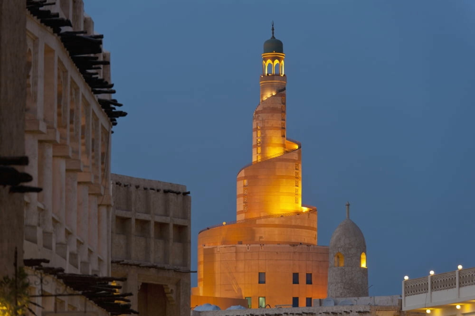 Qatar View of Qatar Islamic Culture Center and mosque (Fanar) at dusk Doha Canvas Art - Ian Cumming Design Pics (19 x 12)