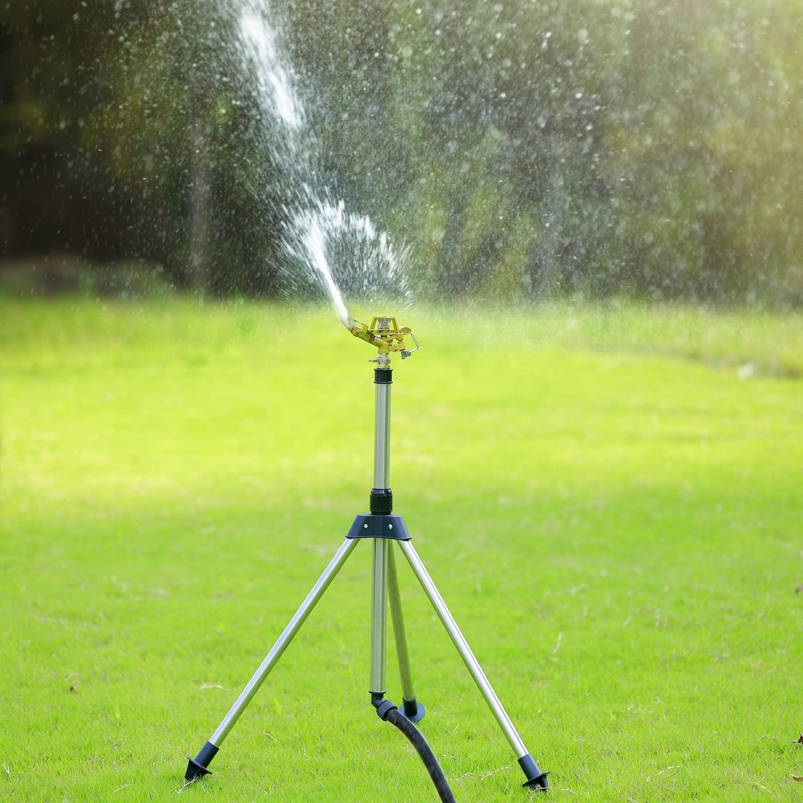 Qazu Impact Sprinkler on Tripod Base 360 Large Area Sprinklers for Yard ...