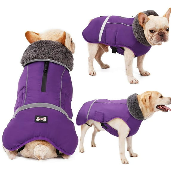 QBLEEV Warm Dog Coat Reflective Dog Winter Jacket,Waterproof Windproof Dog Turtleneck Clothes for Cold Weather, Thicken Fleece Lining Pet Outfit,Adjustable Pet Vest Apparel for Small Medium Large Dogs