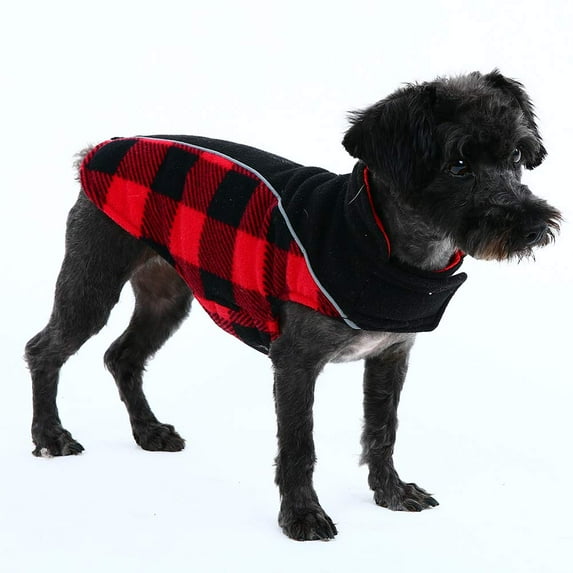 Qbleev Reversible Dog Winter Coat Cold Weather Jacket for Large Medium Dogs,Windproof Waterproof British Plaid Warm Dog Vest Clothes,Pet Cozy Fleece Apparel for Samoyed Golden Retriver Husky Labrador