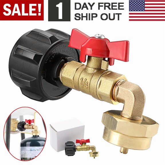 Qcc1 90 Degrees Propane Refill Pressure Elbow Adapter & On-Off Control Valve 1Lb