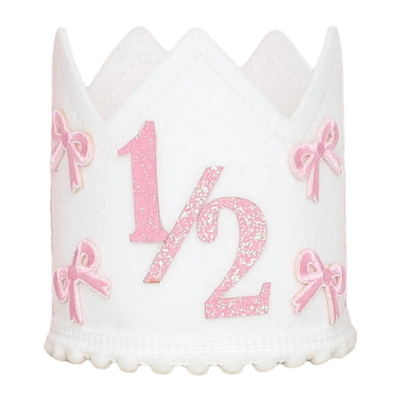 QccHieUs 1/2 Birthday Crown Little Princess Crown Sweet Girls Bow Decorative Themed Party Pink