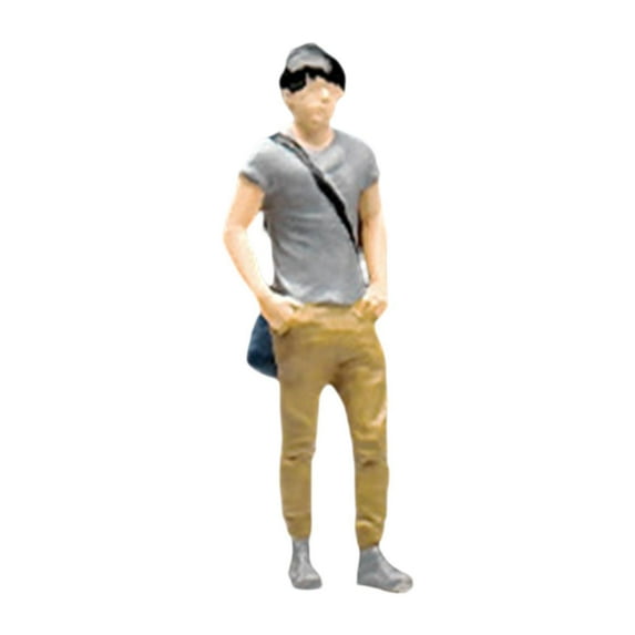 QccHieUs 1:64 Mini Figure Model Art Crafts Collection Simulation People Figure Artificial Man In Gray