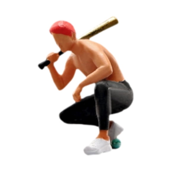 QccHieUs 1/64 Miniature Figure People Figure Resin 1:64 Scale Trendy Painted Baseball Man