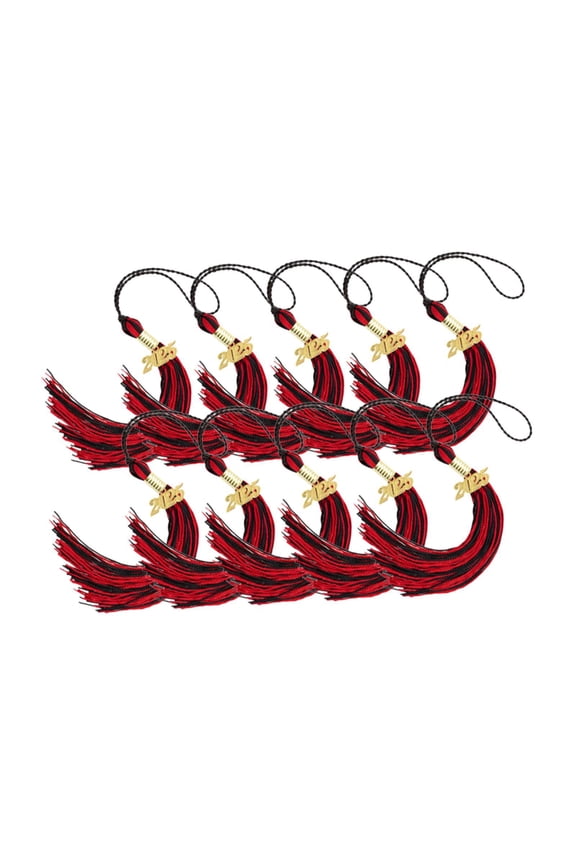 10 Pieces Graduation Tassels DIY Craft Graduation Cap Hat Tassels for Key Chains red and black