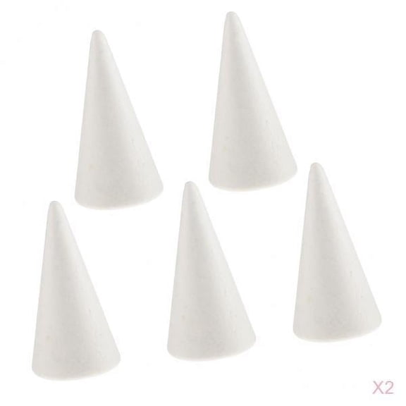 QccHieUs 10 x White Creative Styrofoam Foam Ornament Cone Shape DIY Craft Party Decor