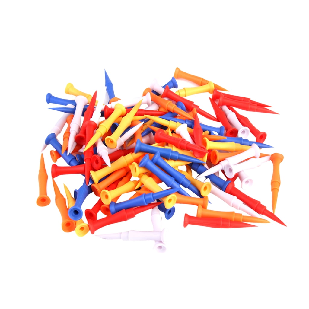 QccHieUs 100 Assorted Colors 75mm (3 inch) Durable Plastic Step Castle Golf Tee Tees
