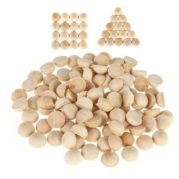 QccHieUs 100 Pieces Unfinished Half Wood Beads Half Craft Balls Mini Split Wood Beads for 1.5cmx0.75cm