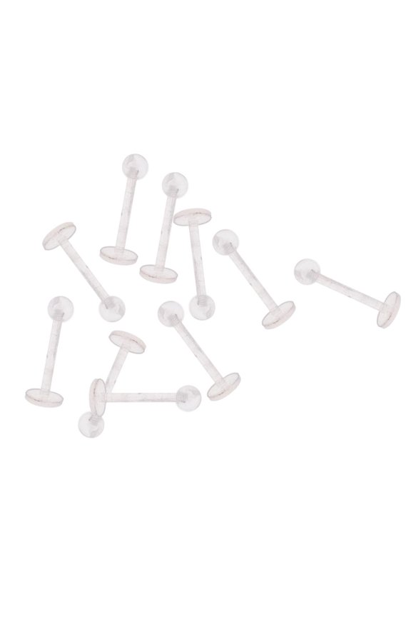 10Pcs 18G Acrylic Clear Labret Lip Rings Tragus Helix Earring Body Jewelry Set