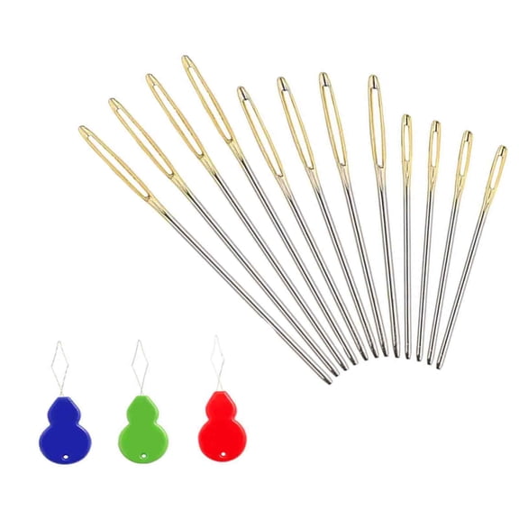 QccHieUs 12Pcs Big Eye Sewing Needles Assorted Sizes DIY Embroidery Threading Needles for