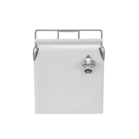 QccHieUs 13L Industrial Container Portable Cooler Insulated Cold Camping Bucket Metal Ice White