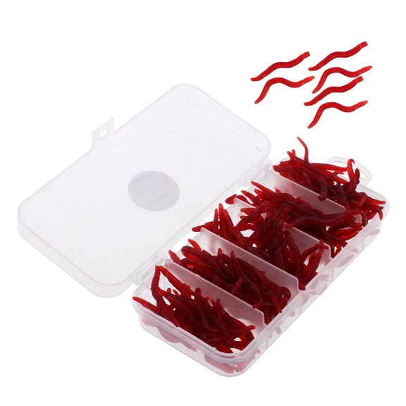 QccHieUs 15pcs soft earthworm fishing bait worm lures hook bait red Red