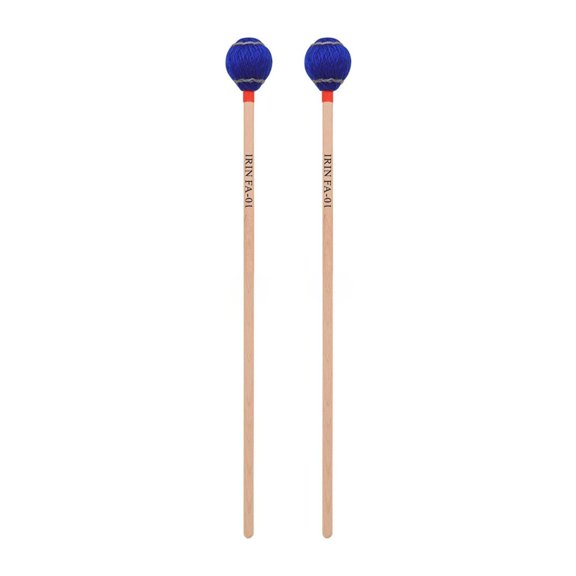 QccHieUs 2 Pieces Marimba Mallets with Yarn Heads Round for Marching Band, Percussionists Blue