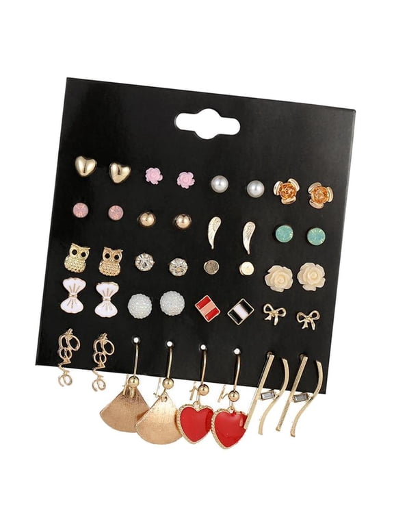 20 Pairs Classic Women Earrings Stud Multiple Stud Earrings Set Mixed Styles