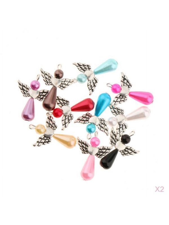 20 Pieces Mixed Colors Dancing Angel Drop Bead Pendants Charms Beads Antique