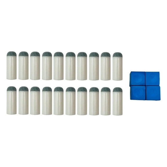 QccHieUs 20 Pieces Slip on Pool Cue Tips with Pool Cue Chalk, Billiard Supplies, Billiard 9 mm