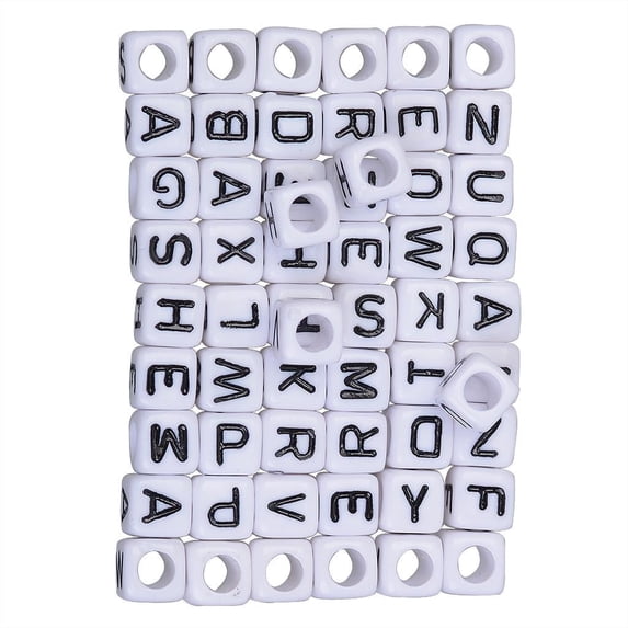 QccHieUs 200 Pcs Mix Square Acrylic Alphabet Beads Charms Large Hole DIY Crafts 1 #