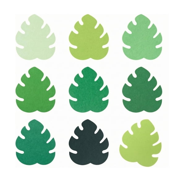 QccHieUs 200 Pieces Flat Leaf Shape Die Cuts Pre-Cut Green Paper Cutouts Decoration Craft R3-32-1