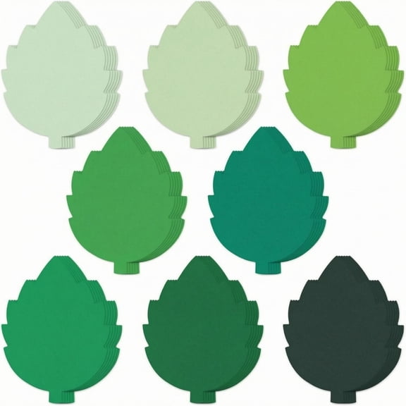 QccHieUs 200 Pieces Flat Leaf Shape Die Cuts Pre-Cut Green Paper Cutouts Decoration Craft R3-32-2