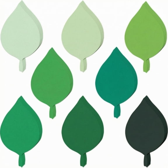 QccHieUs 200 Pieces Flat Leaf Shape Die Cuts Pre-Cut Green Paper Cutouts Decoration Craft R3-32-3