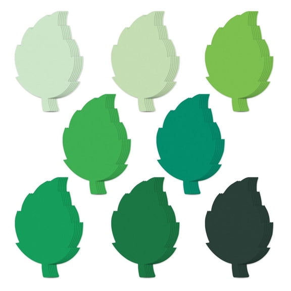 QccHieUs 200 Pieces Flat Leaf Shape Die Cuts Pre-Cut Green Paper Cutouts Decoration Craft R3-32-5